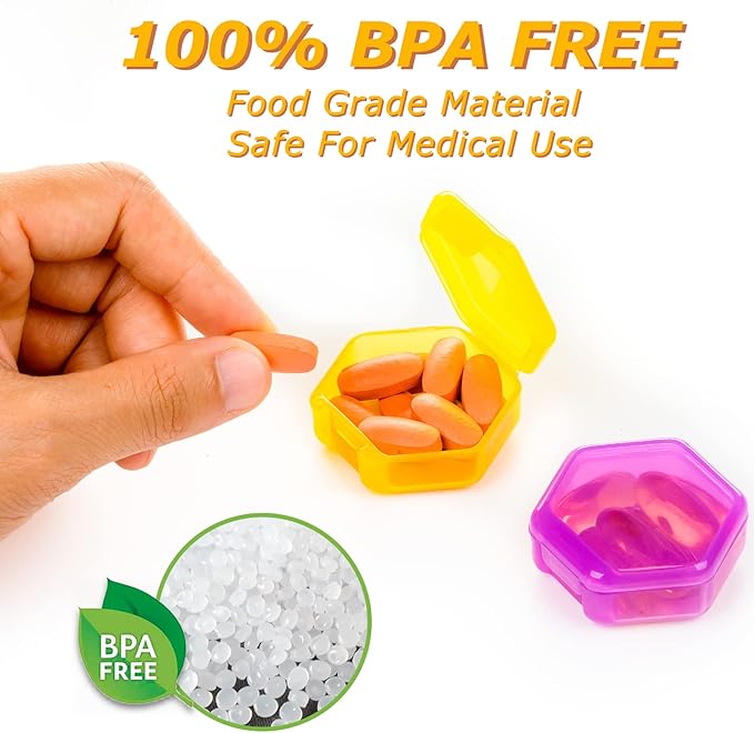 Small Pill Organizer, 7 Packs Travel Pill Box Portable 7 Day BPA Free Mini Pill Organizer for Pocket Purse Briefcase Travel Pills Medicine Cod Liver Oil Storage Box
