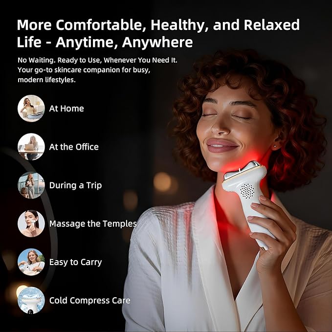 Red Light for Face & Neck Beauty Massager, 7-in-1 LED Gua Sha Sculptor,Microcurrent,Vibration for Face Neck Eye Lifting,Wrinkles,Puffiness,Firming Puffiness & Firming Skincare Tool Women's Day Gifts
