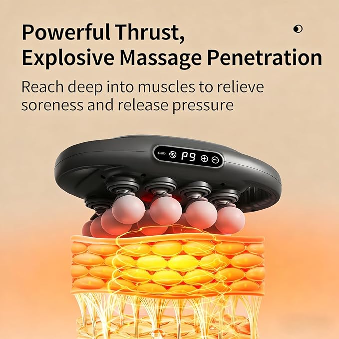 shupti 16 Head Massage Gun Deep Tissue, 9 Speed Adjustable Percussion Massager for Muscle Tension Relaxation - Quiet Portable Electric Massager for Back, Neck, and Shoulder