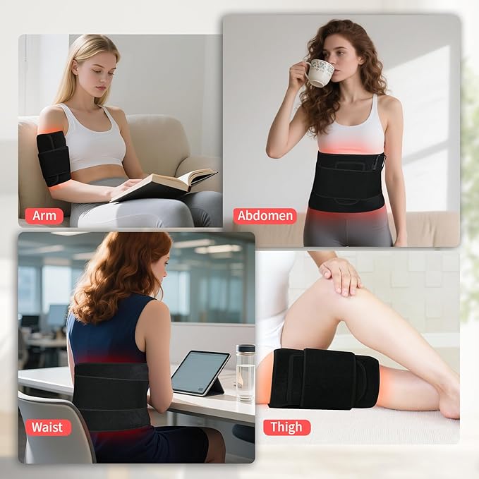 Red Light Therapy for Body, Infrared Red Light Therapy Waist Weight Loss Belt with Timer, 660nm/850nm LED Bead Wearable Wrap for Back Knee Hip Shoulder Muscle Relaxation 17.8"x 8.3"