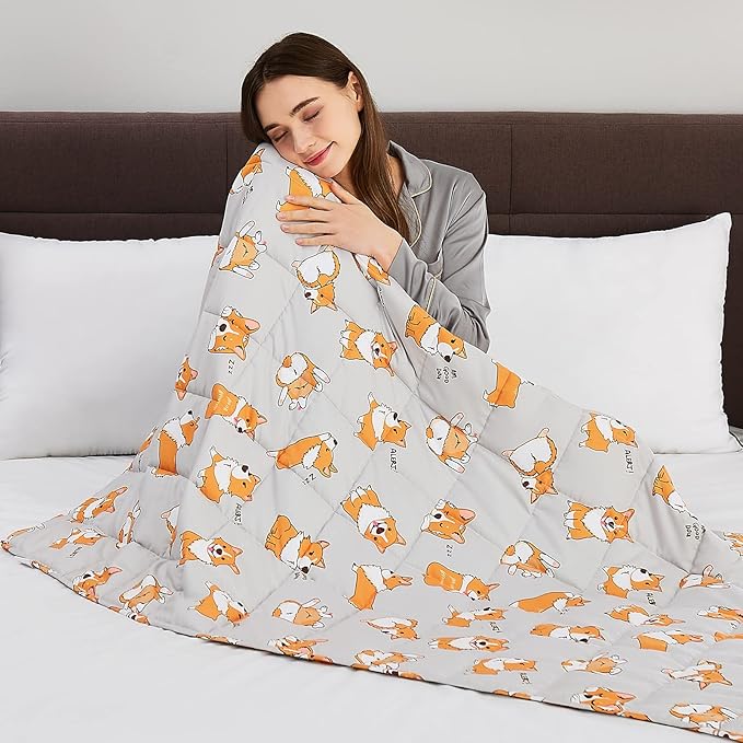 CuteKing Weighted Blanket for Adults: Weighted Blanket with Premium Glass Beads - Breathable Heavy Blanket for Comfort Sleep - Thick Blanket for Adult All Season(15lbs, 48"x72", CuteDog)