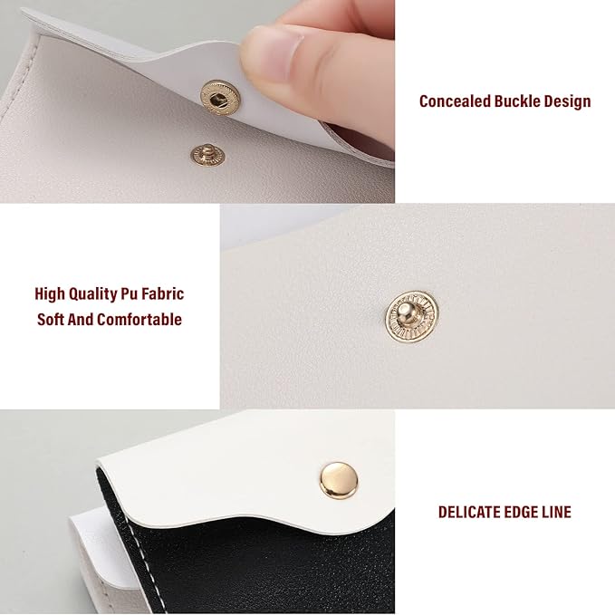 Tondiamo 2 Pack Birth Control Pill Case Holder PU Leather Pill Sleeve Packet 4.33 x 3 Inch Discreet Birth Control Pouch with Snap Closure Key Ring for Pills Card Organizer(Black, White)