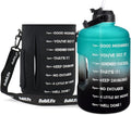 QuiFit 1 Gallon Water Bottle - with Straw & Motivational Time Marker Leak-Proof BPA Free Reusable Gym Sports Outdoor Large(128OZ/73OZ) Capacity Water Jug
