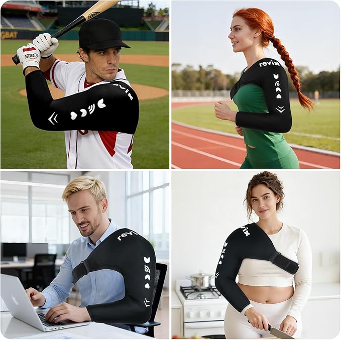 REVIX Arm Shoulder Ice Pack Wrap for Pitchers, Reusable Gel Cold Compression Therapy for Shoulder Throwing Recovery & Athletes, Elbow Ice Sleeve for Volleyball Player, Post-Workout Muscle Relief