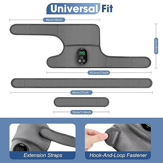 Cordless Heated Knee Massager 3-in-1 Electric Knee Massager with Heat Heating Pad Elbow Shoulder Pain Relief,Heated Knee Brace for Arthritis with Massage with 3 Vibration & 6 Heating Modes