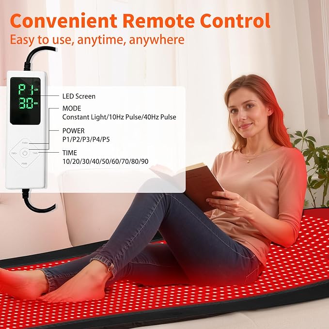 Red Light Therapy Mat for Full Body, Largest 1444 LEDs Near Infrared Light Therapy Pad, 660nm& 850nm 2in1 LEDs Light Blanket, High end Leather, 5 Power Levels UP to 288W, 73"x35"