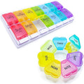 (2 in 1) MOLN HYMY Pill Boxes and Organizer 2 Times a Day and Floral Weekly Pill Organizer 7 Day Circle