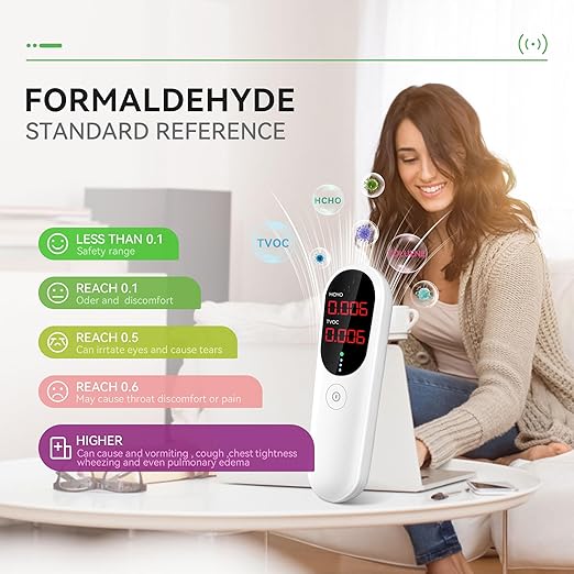 Air Quality Monitor,Indoor Formaldehyde Detector, TVOC Tester for Indoor Air Pollution Detection - Confined Space Test Air Quality for Home,Office and Various Occasion (Black)