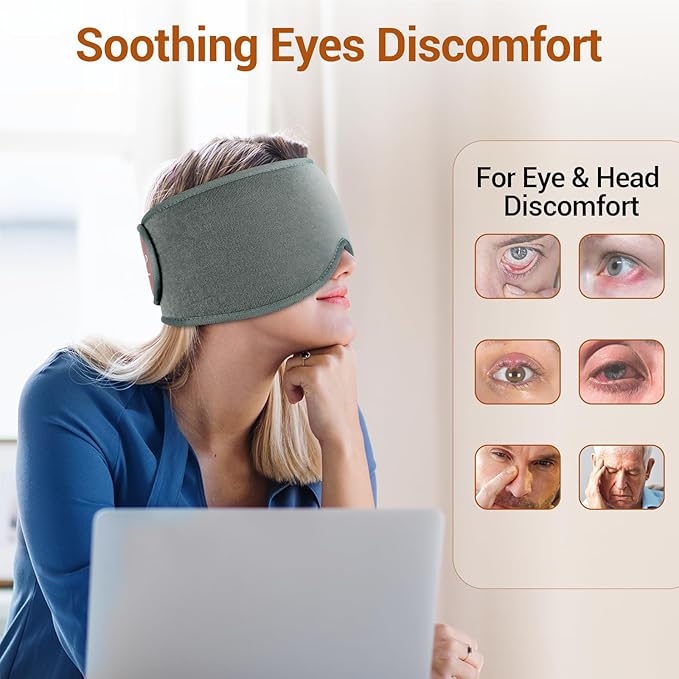 Comfytemp Heated Eye Mask for Dry Eyes, USB Wearable Eye Heating Pad, Sinus Headache Migraine Relief Mask, Warm Compress for Eyes with 3 Heat and Time Settings