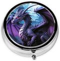Purple Dragon Purple Moon Print Pill Box 3 Compartment Small Pill Case Portable Pill Box for Pocket Or Purse Cute Medicine Organizer Holder to Hold Vitamins Medication