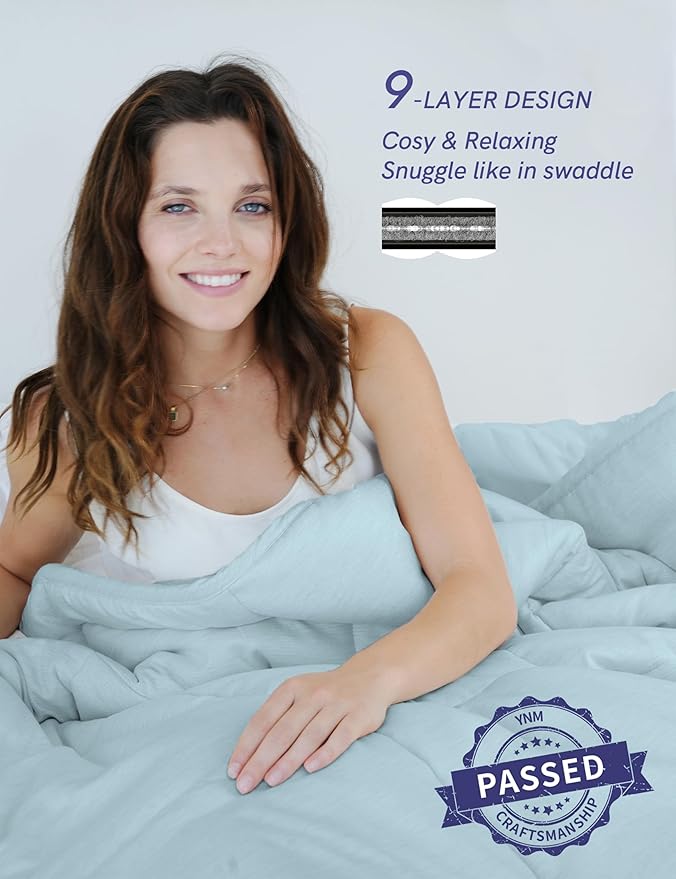 YnM Weighted Blanket Queen 25lbs, The Heavy Oversized Weighted Comforter, Warm & Fluffy Throw (Green, 25lbs, 90" Lx90 W)