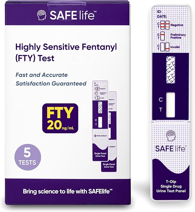 Safe Life[5 Pack] Fentanyl Single Panel Urine Test，Rapid Test Result in 5 Mins, Synthetic OPI Detecting Drug Testing Card, Cut-Off 20 ng/ml, Highly Sensitive Drug Test kit (5)