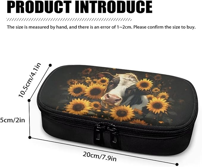 Cow Sunflowers Insulin Cooler Travel Case with Handle Waterproof Portable Medication Insulated Diabetic Carrying Cooling Bag for Insulin Pen, Needles, Travel and Daly Life Use