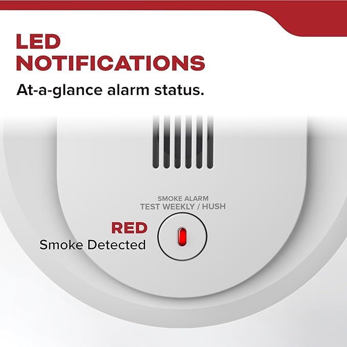 Kidde Smoke Detector, AA Battery Operated, Compact Size, LED Status Light, 85 dB Alarm, 4-inches, 10SDR