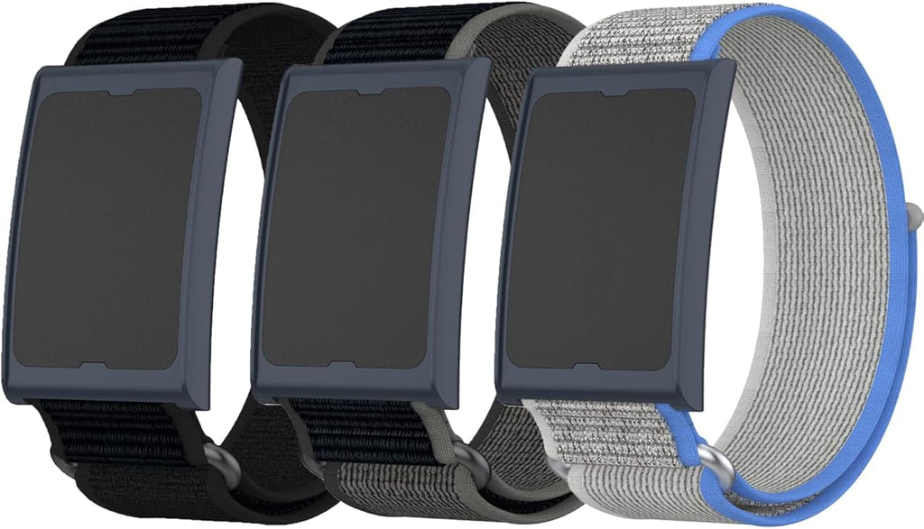 3-Pack Adjustable Nylon Band Compatible with Amazfit Helio Fitness Tracker Strap, Breathable Arm/Ankle Strap with Quick Release & Secure Hook-and-Loop Closure