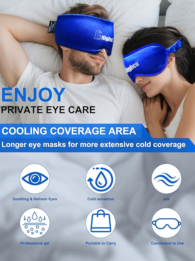2PCS Cooling Eye Mask and Neck Ice Wrap,Cold Gel Eye Ice Pack for Sleep,Cooling Mask for Eyes,Reusable Ice Eye Patch Cold Compress for Puffy Eyes,Headache,Dark Circles,Migraines Relief,Blue