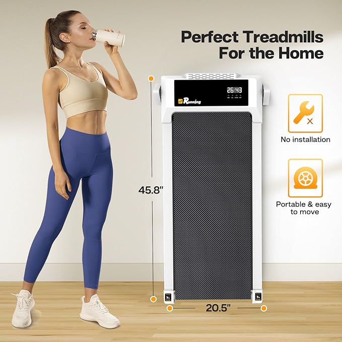 Under Desk Treadmill, Walking Pad for Home/Office, Portable Walking Treadmill 2.5HP, Walking Jogging Machine with 265 lbs Weight Capacity Remote Control LED Display