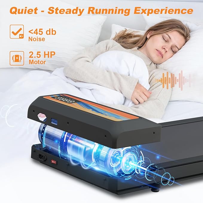 Treadmill Walking Pad with Handle, Walking Pad with 0-10% Incline, 3-in-1 Portable Under Desk Treadmill for Home Office Use, Large Screen, Remote Control, Powerful Motor