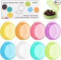Small Pill Case,8 Pack Travel Round Pill Boxes,Portable Mini Daily Pill Organizer Container,Tiny Medicine Storage for Pocket Purse,Clear Compact Caddy Dispenser for Vitamin, Cod, Liver Oil - Colored