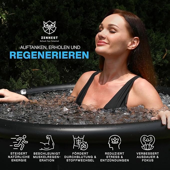 Upgraded 90 Gal Ice Bath Tub For Athletes - American Engineered Cold Plunge Tub Outdoor, 6-layer Insulated Inflatable Ice Tubs for Cold Plunge & Portable Bathtub For Adults - includes eBook