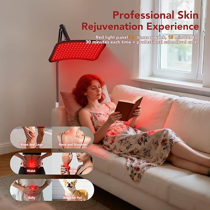 Red Light Therapy for Face and Body, 660nm Red + 850nm Near-Infrared LED Light Therapy Device with Adjustable Stand, Light Therapy for Face & Body at Home