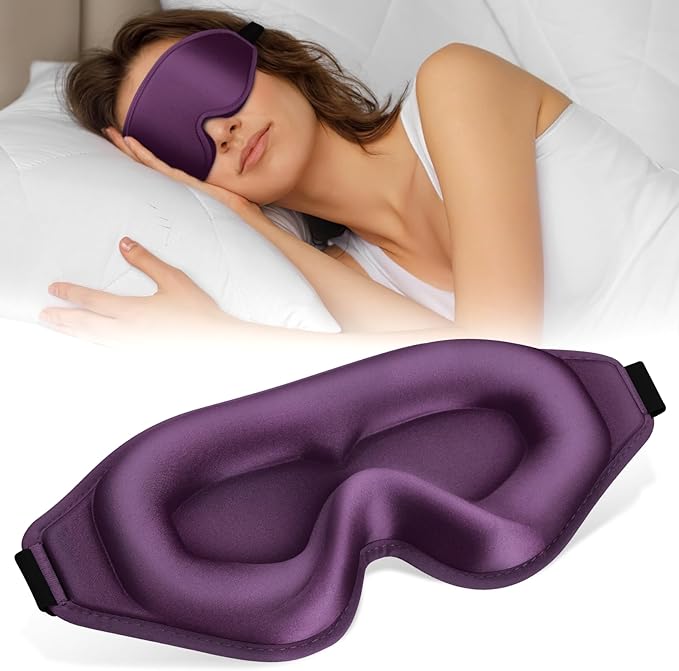 Sleep Mask | 99% Fully Block Out Light Eye Sleep Mask | Long Lash Extension | 3D Deep Contoured Eyes Cover Zero Pressure | Adjustable Straps | Sleep Travel Home Nap Rest Women Men (Purple)
