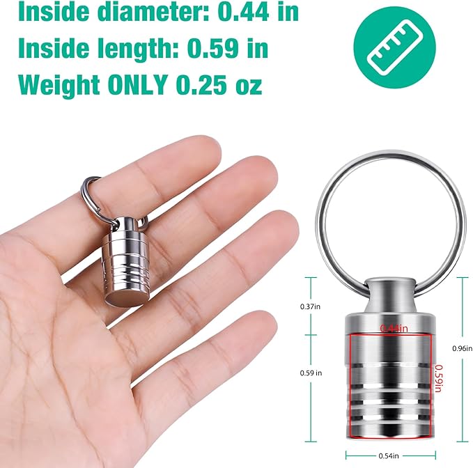 Micro Pill Holder with Keychain Necklace, Opret Titanium Pill Container for Travel Purse Pocket, Waterproof Pill Case for Emergency Aspirin & Nitroglycerin, Pill Necklace for Women and Men