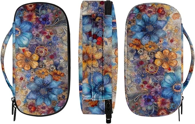 Novelty Floral Diabetic Supplies Bag for Glucose Meter, Medication, Insulin Pens and Other Diabetes Care Supplies, Diabetes Travel Organizer Case with Detachable Pouches