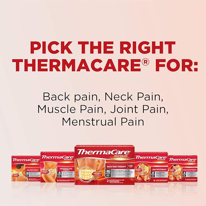 ThermaCare Portable Heating Pad, Joint and Muscle Pain Relief Patches, Multi-Purpose Heat Wraps (4 Patches) (Pack of 2)