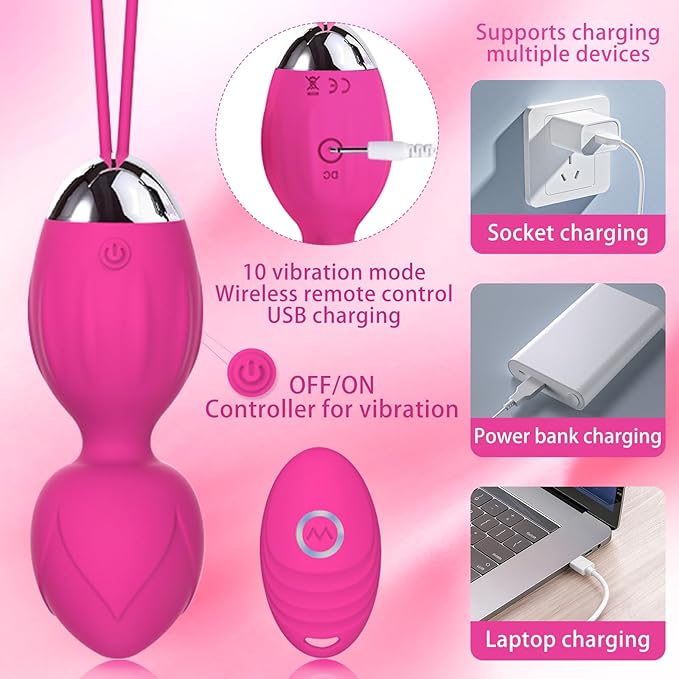 4 Kegel Balls for Women Tightening Exercise Set, Different Kegel Weights for Pelvic Floor Muscle, Pelvic Floor Trainer System for Beginners & Advance (Rose Red)