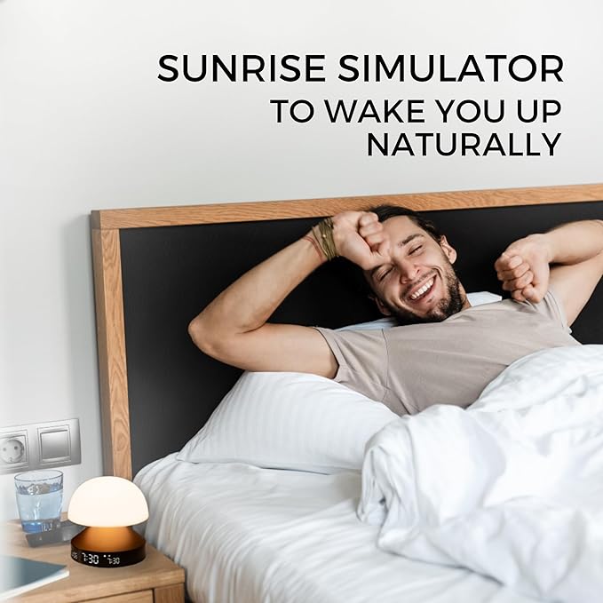Lexon Mina Sunrise Alarm Clock, Wake Up Light & Sunset Lamp for Sleep Routine - Bronze
