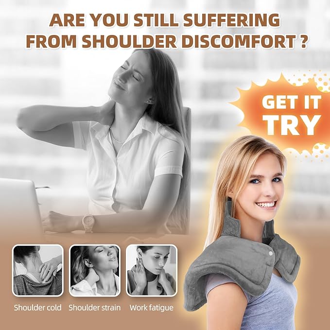Heating Pad for Neck and Shoulders, 2lb Weighted Electric Neck Heating Pad for Back Pain Relief 10 Heat Settings 3 Timers Auto Off Birthday Christmas Gifts for Women Mom Men Dad