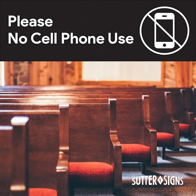 6pcs No Cell Phone Use Sign Stickers | No Phone Zone Sign, Please Silence Your Cell Phone | Signage for Classroom, Appointment Waiting Room, Wedding, Medical Office, Customer Service, Restroom