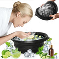 Face Tub for Ice Bath with Built-in Ice Tray – Collapsible Silicone Facial Ice Bath Bowl for Cold Plunge Therapy, Skin Tightening & Acne Relief – Portable Spa Tool for Home & Travel (Black)