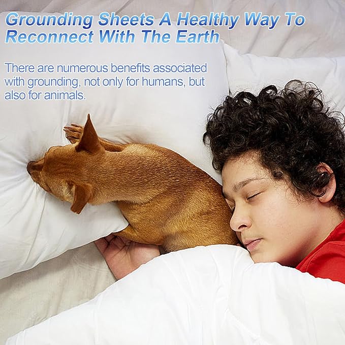 Grounding Sheets for Bed King Earthing Fitted Sheet 10% Silver & 90% Organic Cotton Conductive Bed Therapy Sheets Kit Pain Earth Relief Connected for Sleep with Grounding Cord (76"X 80"X 15" White)