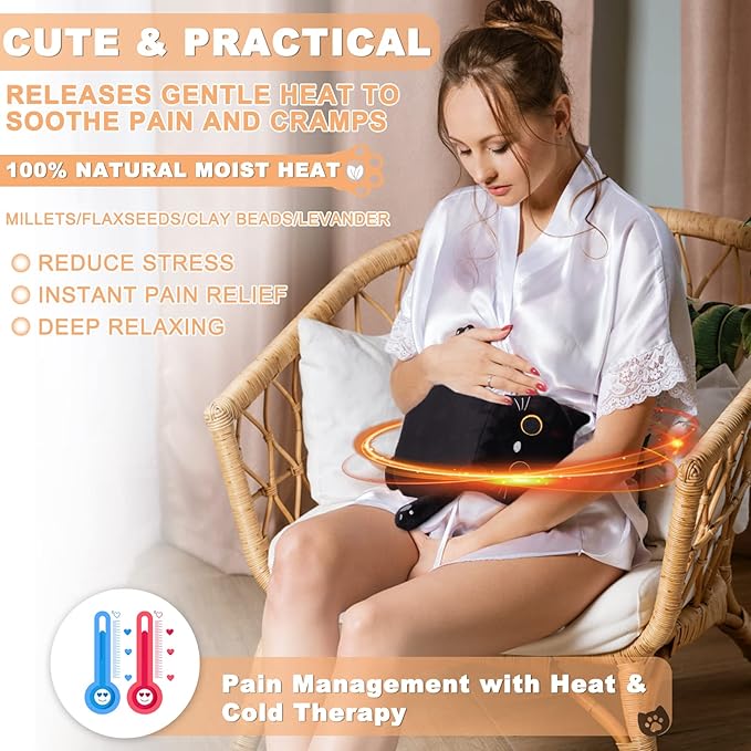 2PCS Microwave Heating Pads for Cramps Pain Relief, 16 * 12'' Moist Microwavable Period Menstrual Heat Packs for Cramps, Back, Neck Shoulder and Knee, Cute Stuffed Animal Heating Pads - Hot Compress