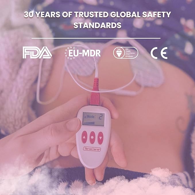 TensCare OVA+ - 4 Tailor Made TENS Programmes for Pain Relief from Period Pain, Dysmenorrhea. Silent Unit to be Used at Home, Work or on The Go
