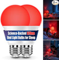 Neporal 7W 670nm Red Light Bulbs for Sleep, 100% Blue Light Blocking Bulb, Red Light Night Light for Melatonin Promoting, A19 60W Equivalent Dim Light Bulbs for Bedroom, Baby Nursery, Reading,2 Pack