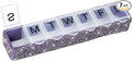 Soleebee Portable Weekly 7 Day Pill Organizer, Bling Crystal Pill Box Case, Travel Pill Planner, Pill Dispenser, Medicine Vitamin Container Organizer (Purple)