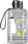 Large Water Bottle with Motivational Time Marker, 74oz Water Jug with Handle Leak-Proof, Clear Sport half gallon water Bottle for Gym Camping Workout Outdoors