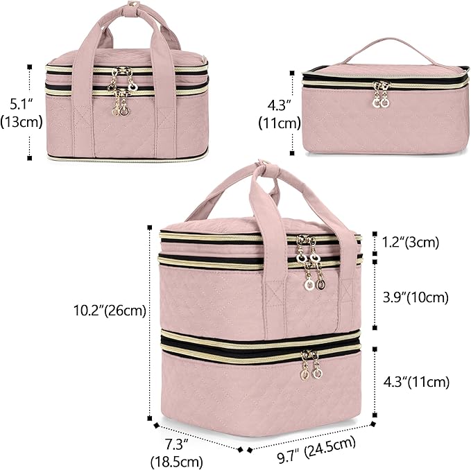 YARWO Pill Bottles Organizer Empty, Upgraded 3 Layers Medicine Storage Bag with Demountable Design and Dividers, Medication Travel Case for Pills, Vitamins, Masks, First Aid Supplies, Dusty Rose