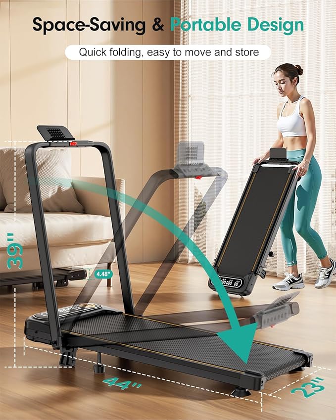 Foldable Treadmill with 10% Incline, 3.5HP Low Noise Walking Pad Treadmill with Handle Bar, Rayspace 4 in 1 Portable Under Desk Treadmills for Home/Office, 350 Lbs Capacity, APP & Remote Control