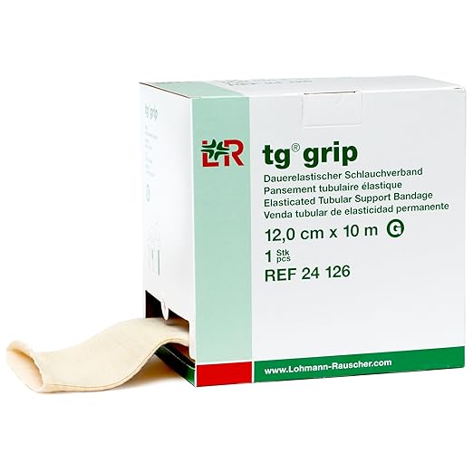 Lohmann & Rauscher Tg Grip, Size G, 12cm x 10m, Elasticated Tubular Compression Bandage for Light & Comfortable Support, Sleeve for Sprains, Strains, Soft Tissue Injuries, Skin Friendly Stockinette