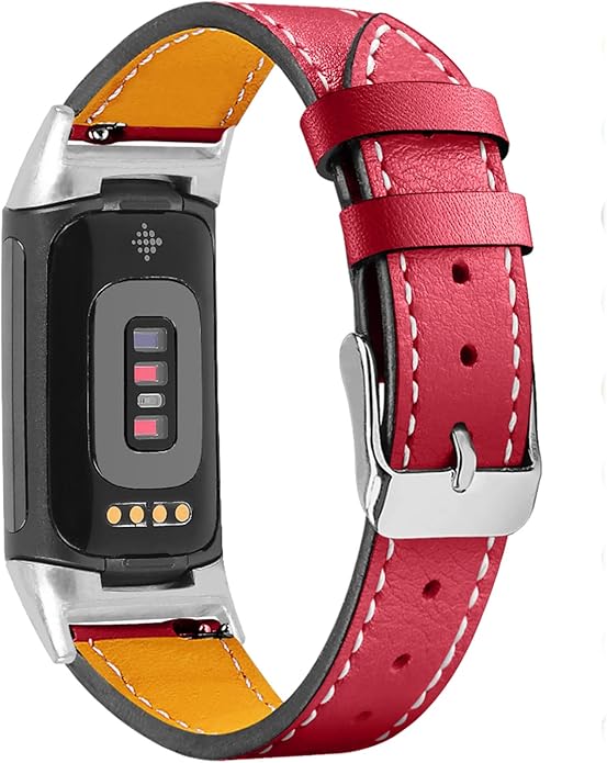 Compatible with Fitbit Charge 5 Leather Bands for Women Men, Feminine Leather Replacement Watch Band Straps Wristbands Bracelet Accessory for Fitbit Charge 5 GPS Tracker
