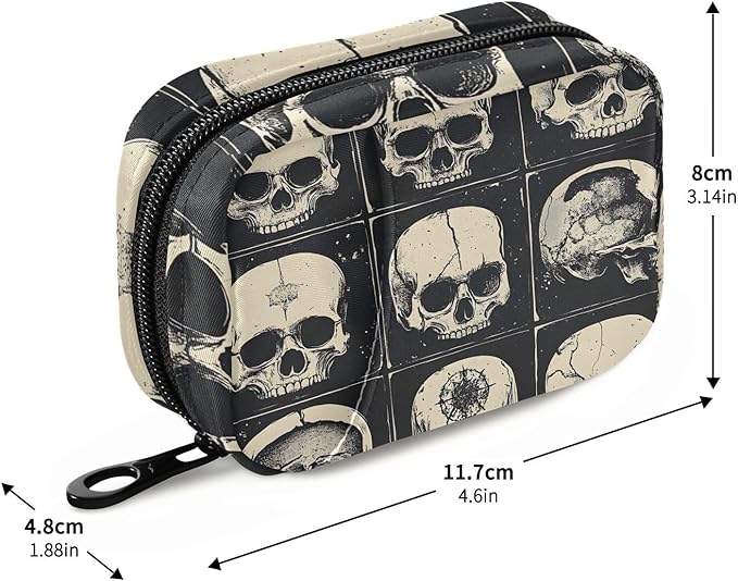 Skull Collection Travel Pill Case, Weekly Pill Boxes 7 Days Portable Pill Organizer Supplement Holder