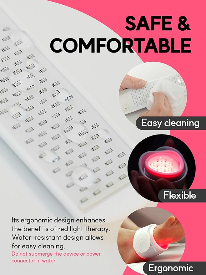 Red Light Therapy for Wrist, Neck, Hands, Ankle with 108 Near Infrared Dual Chip LED 880nm 660nm, White Silicone Band, Brace, Heating pad, Portable, Flexible, P PEACH TECH, SALUS
