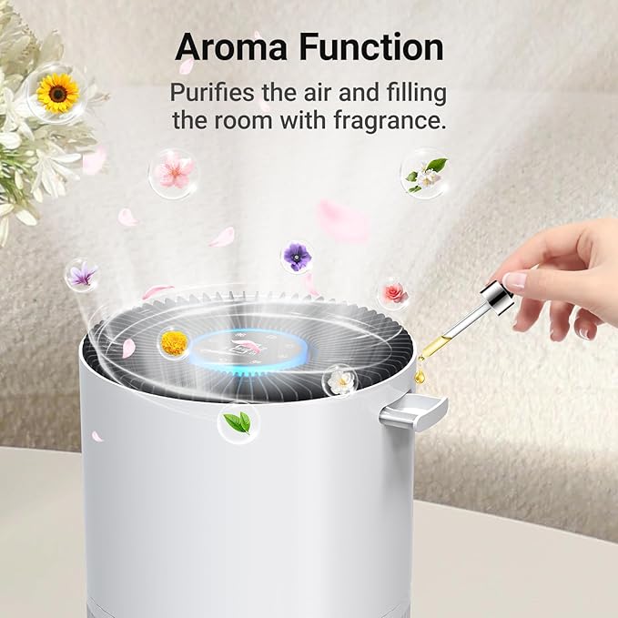 Air Purifiers for Home Large Rooms, Cobectal Air Cleaner with 3-in-1 Filter Covers up to 1650ft², Air Quality Sensor, Aroma Function & Sleep Mode, Pet Air Purifier, White