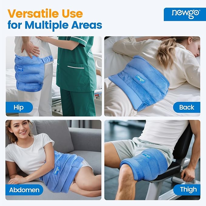 NEWGO Microwavable Heating Pad for Hip/Sciatica Pain Relief, Adjustable Moist Heating Pad Microwave Heated Pack for Hip, Stomach and Back, Unscented