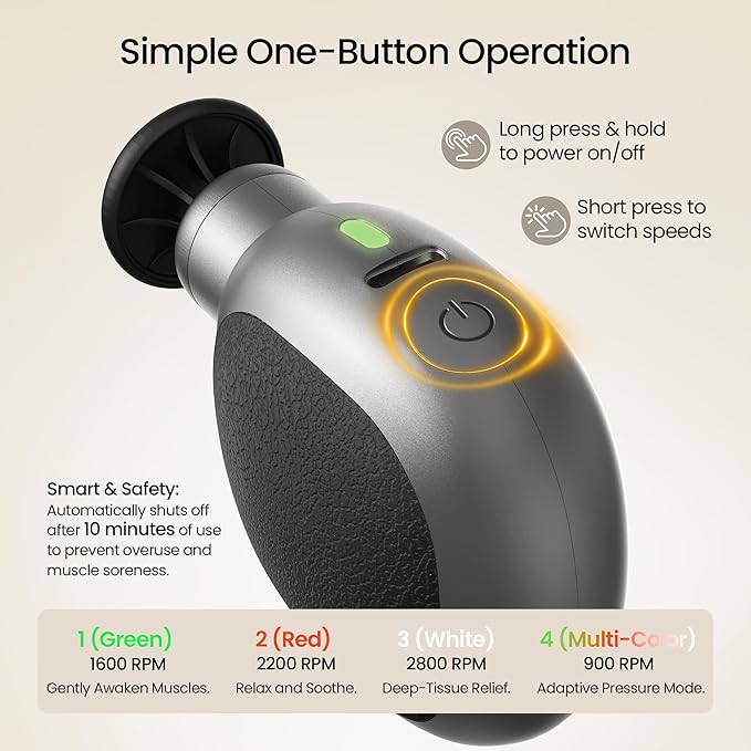 Pocket Mini Massage Gun for Women Design – 4-Speed Portable Handheld Electric Massager for Head, Face & Neck, Pain Relief, Relaxation and Recovery