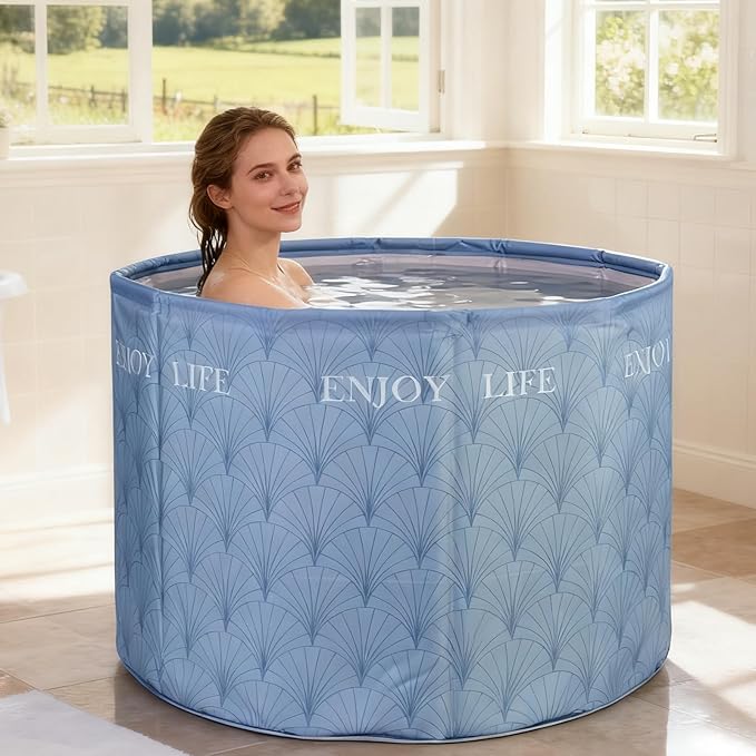 Foldable Bath Tub for Adults, Large Foldable Hot Ice Plunge Tub for Recovery, Collapsible Hot Cold PlungeTub Suitable for Home Outdoors Gyms (Insulation)